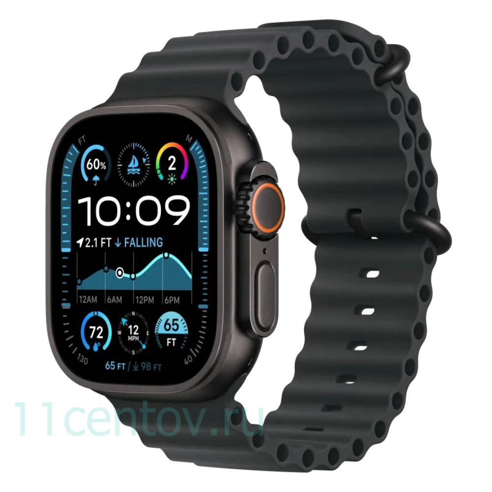 Картинка Apple Watch Ultra 2 Black Titanium with Ocean Band Black от интернет-магазина электроники «11 Центов»