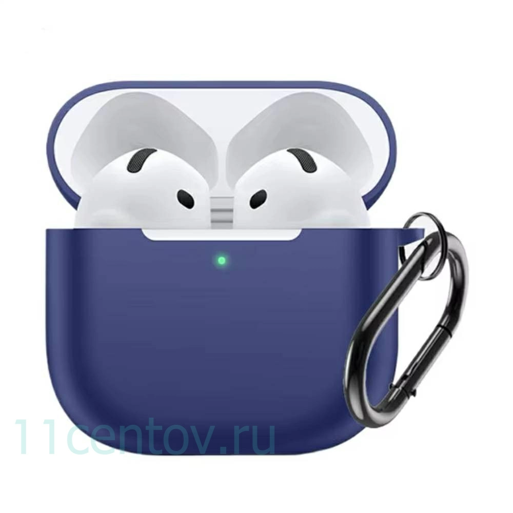 Картинка Силиконовый чехол c карабином для AirPods 4 Синий от интернет-магазина электроники «11 Центов»