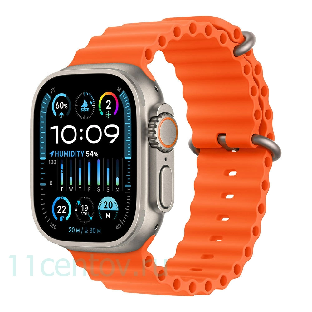 Картинка Apple Watch Ultra 2 Natural Titanium with Orange Ocean Band от интернет-магазина электроники «11 Центов»