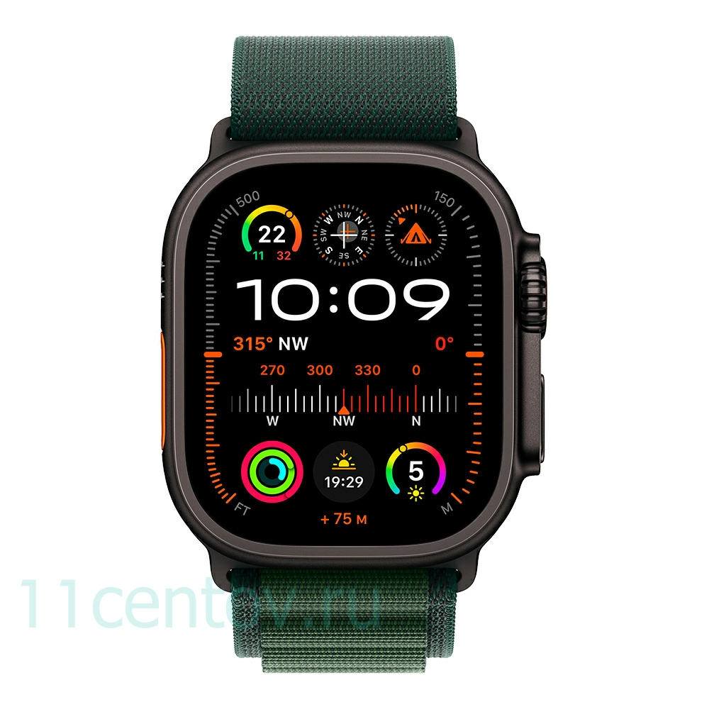 Картинка Apple Watch Ultra 2 Black Titanium with Dark Green Alpine Loop L от интернет-магазина электроники «11 Центов»