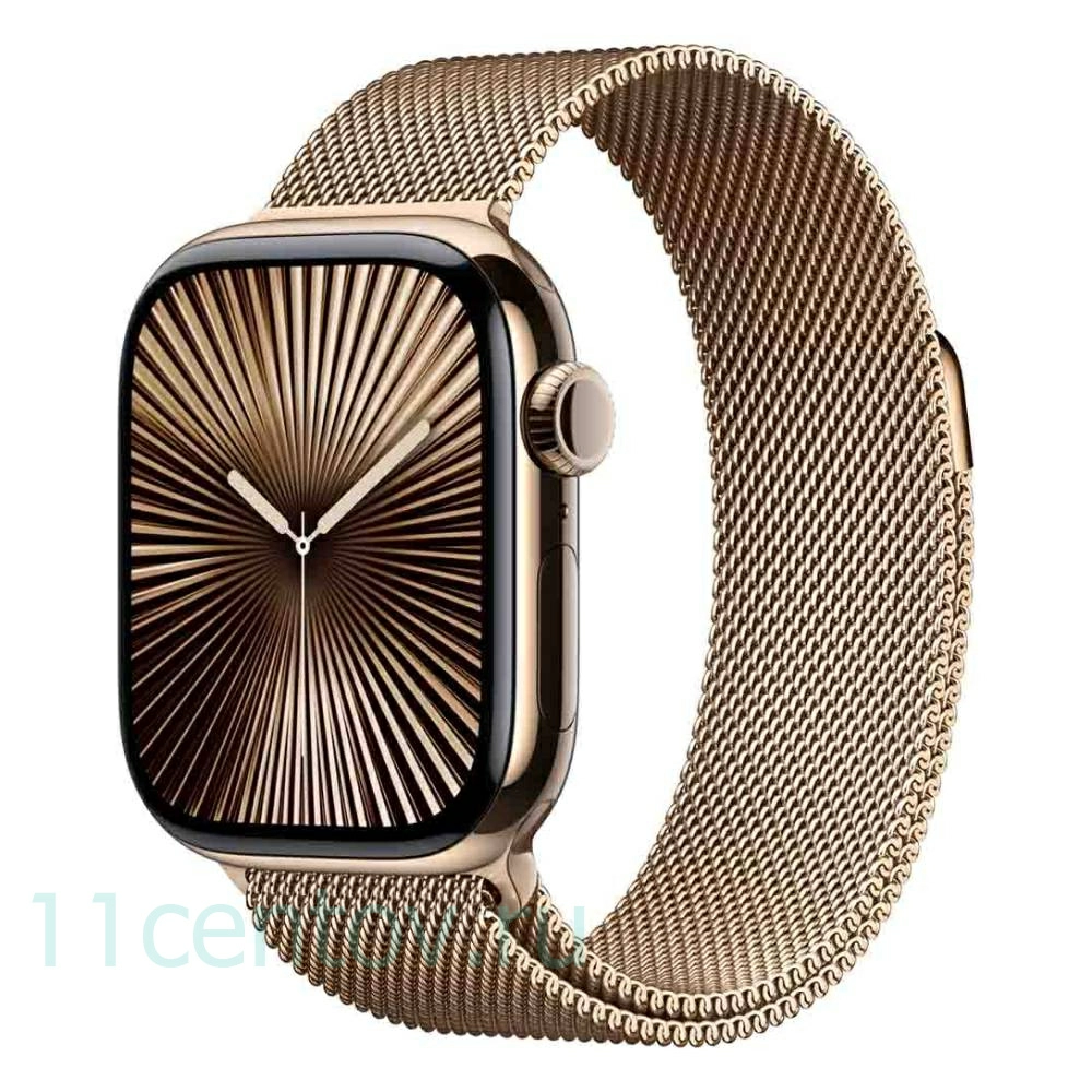 Картинка Apple Watch Series 10 GPS+Cellular 46mm Gold Titanium Case with Gold Milanese Loop от интернет-магазина электроники «11 Центов»