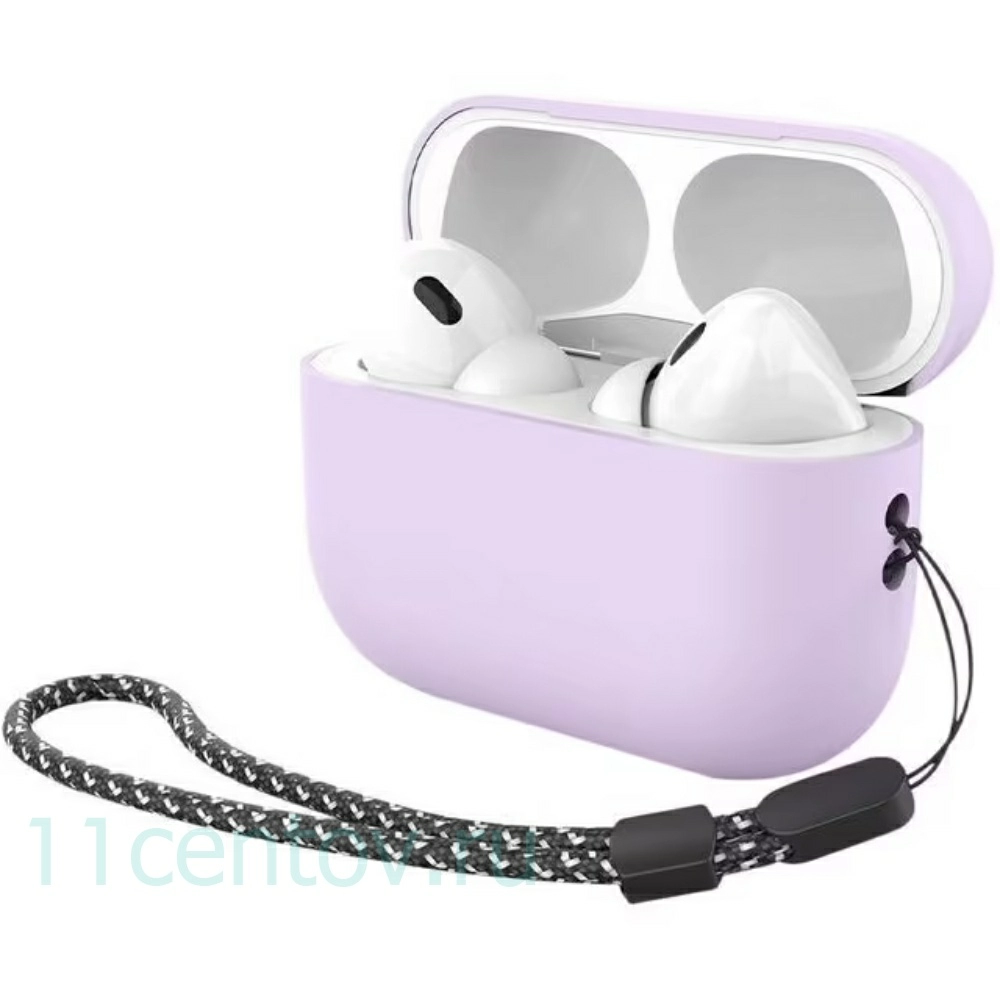 Картинка Силиконовый чехол Deppa c ремешком для AirPods Pro 2 Лавандовый от интернет-магазина электроники «11 Центов»