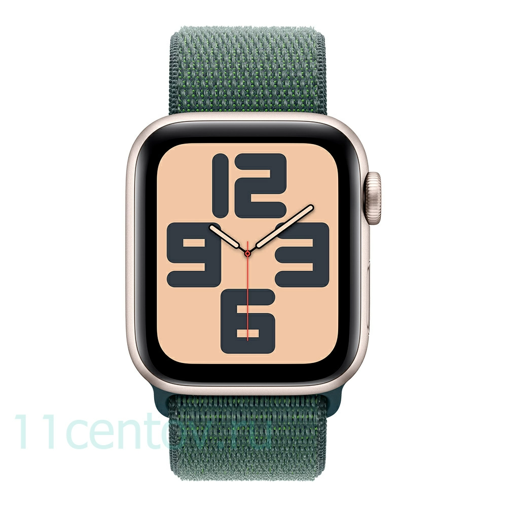 Картинка Apple Watch SE 2024 GPS 40mm Starlight Aluminum Case with Lake Green Sport Loop от интернет-магазина электроники «11 Центов»