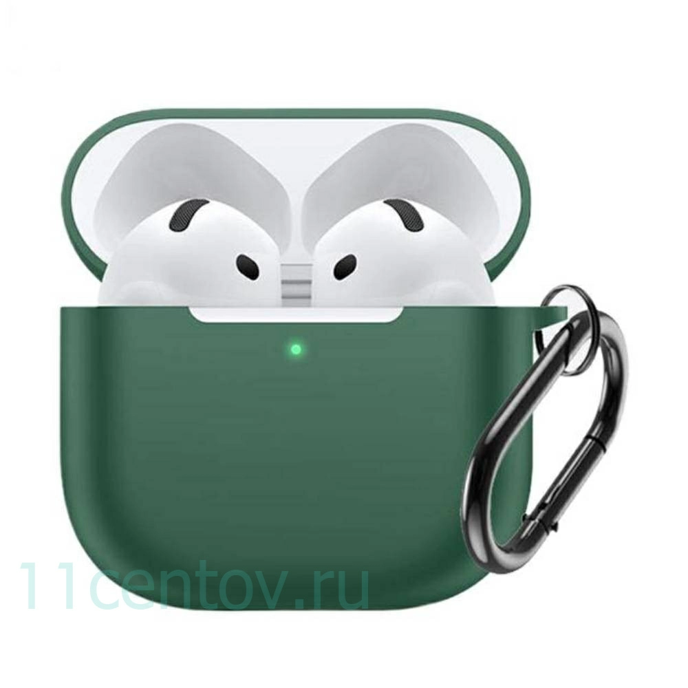 Картинка Силиконовый чехол c карабином для AirPods 4 Зеленый от интернет-магазина электроники «11 Центов»