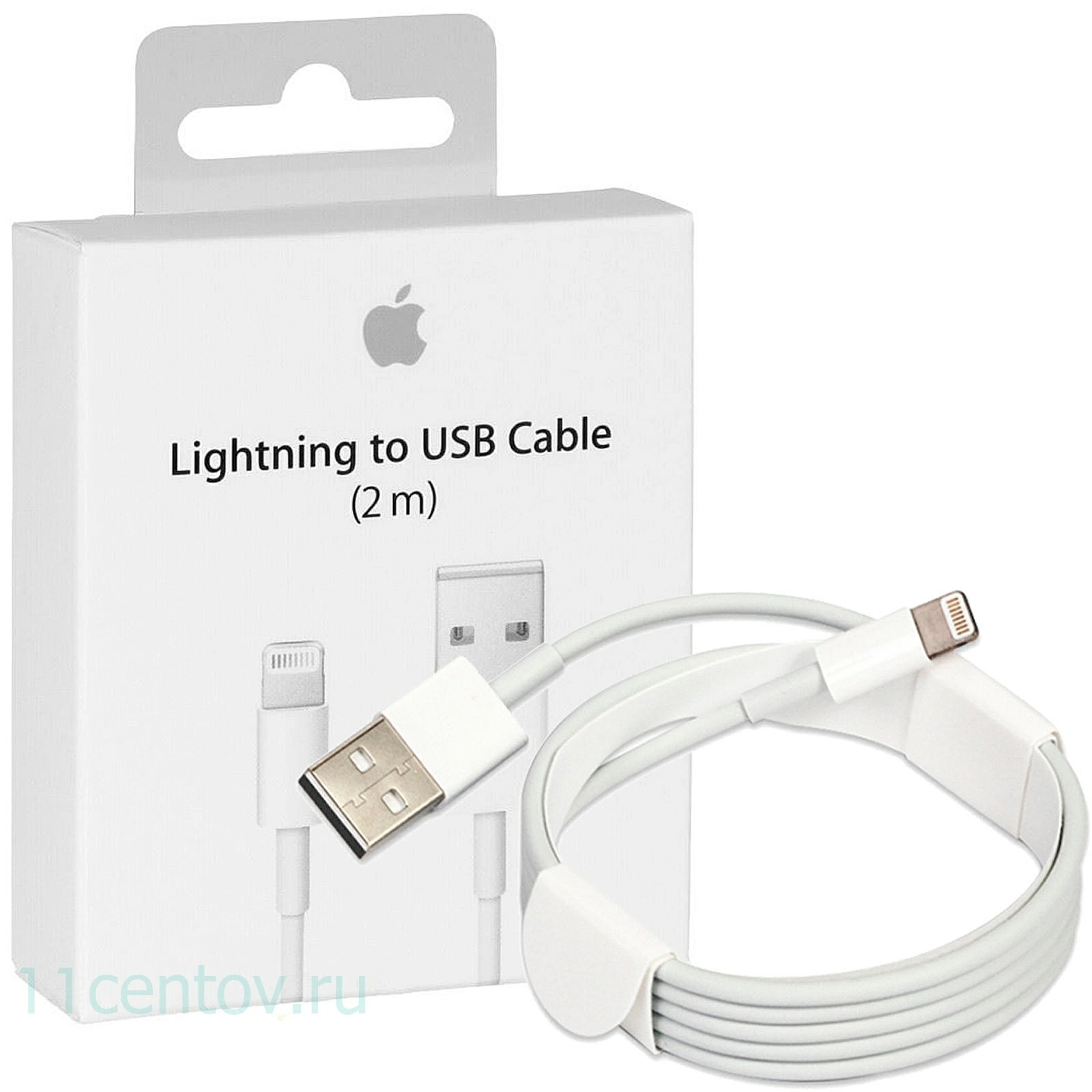 Картинка Кабель Apple Lightning to USB 2 m белого цвета от интернет-магазина электроники «11 Центов»