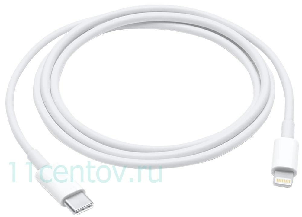 Картинка Кабель Apple USB-C to Lightning Cable 1m (MK0X2) белого цвета от интернет-магазина электроники «11 Центов»