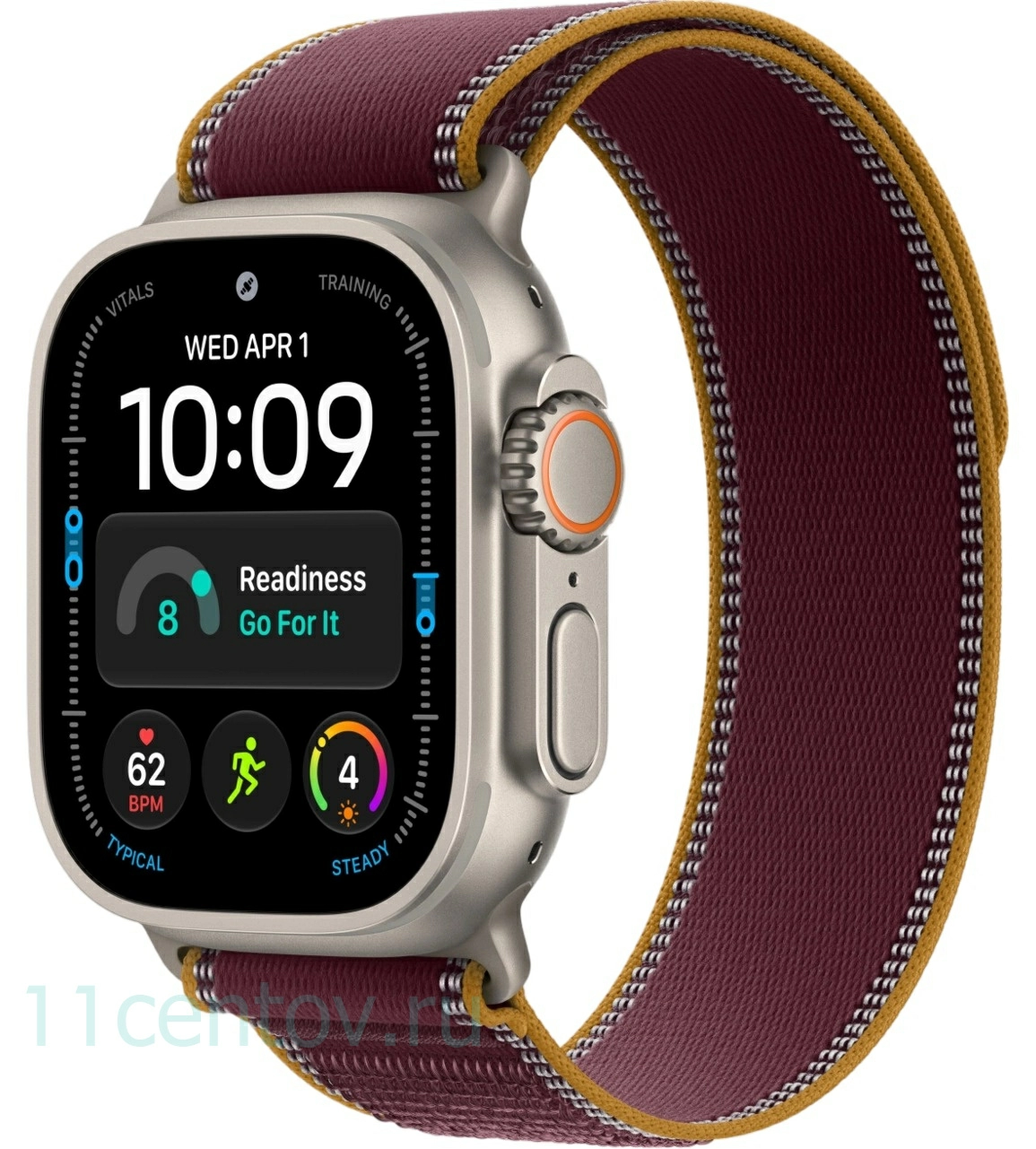 Картинка Apple Watch Ultra 4 Natural Titanium Case with Burgundy Trail Loop S/M от интернет-магазина электроники «11 Центов»