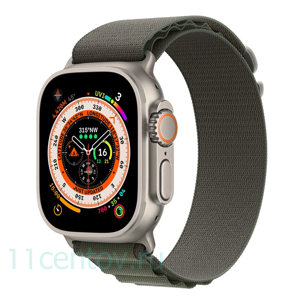 Картинка Apple Watch Ultra with Green Alpine Loop L от интернет-магазина электроники «11 Центов»