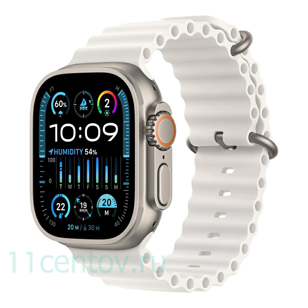 Картинка Apple Watch Ultra 2 Natural Titanium with White Ocean Band от интернет-магазина электроники «11 Центов»