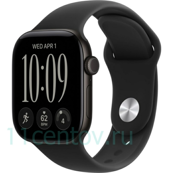 Картинка Apple Watch Series 12 GPS 46mm Black Aluminum Case with Black Sport Band S/M от интернет-магазина электроники «11 Центов»