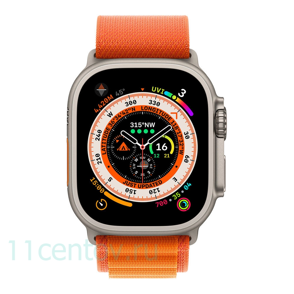 Картинка Apple Watch Ultra with Orange Alpine Loop L от интернет-магазина электроники «11 Центов»