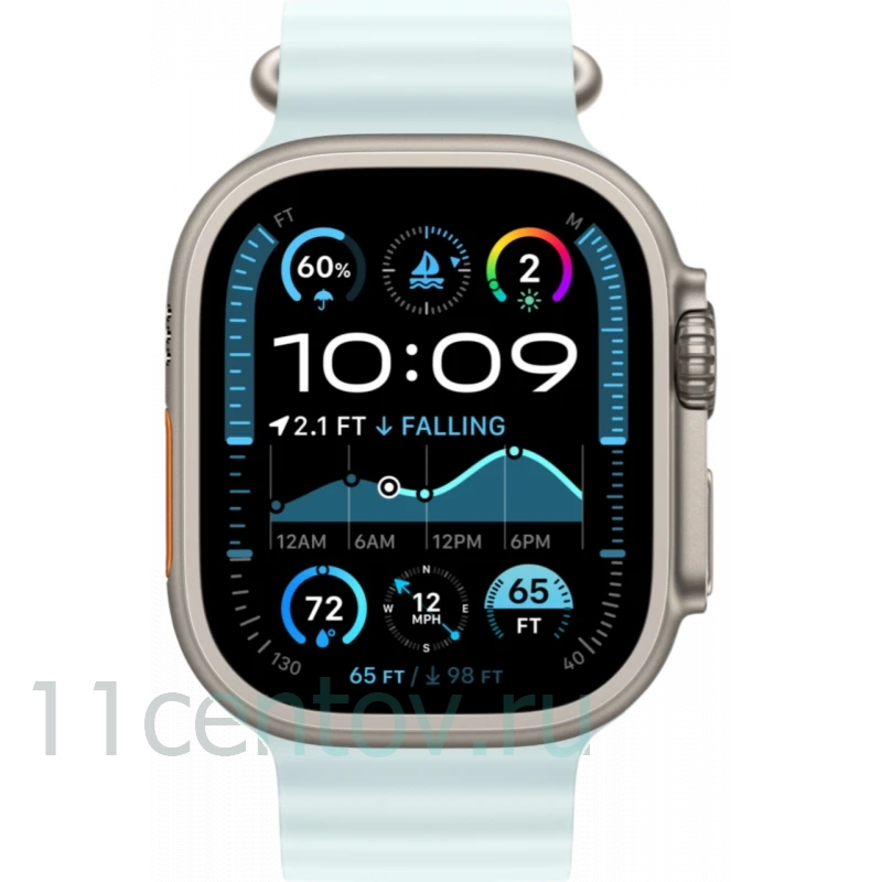 Картинка Apple Watch Ultra 2 Natural Titanium with Ocean Band Ice Blue от интернет-магазина электроники «11 Центов»