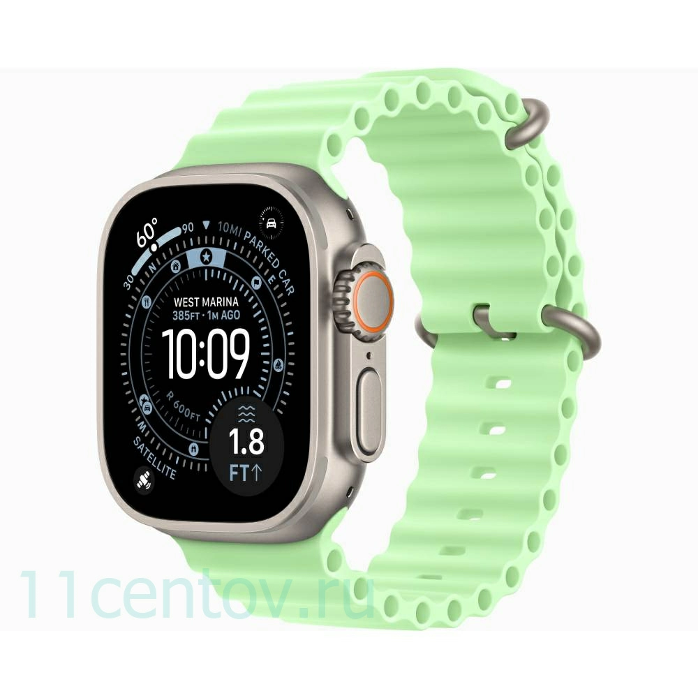 Картинка Apple Watch Ultra 3 Natural Titanium Case with Ocean Band Neon Green от интернет-магазина электроники «11 Центов»