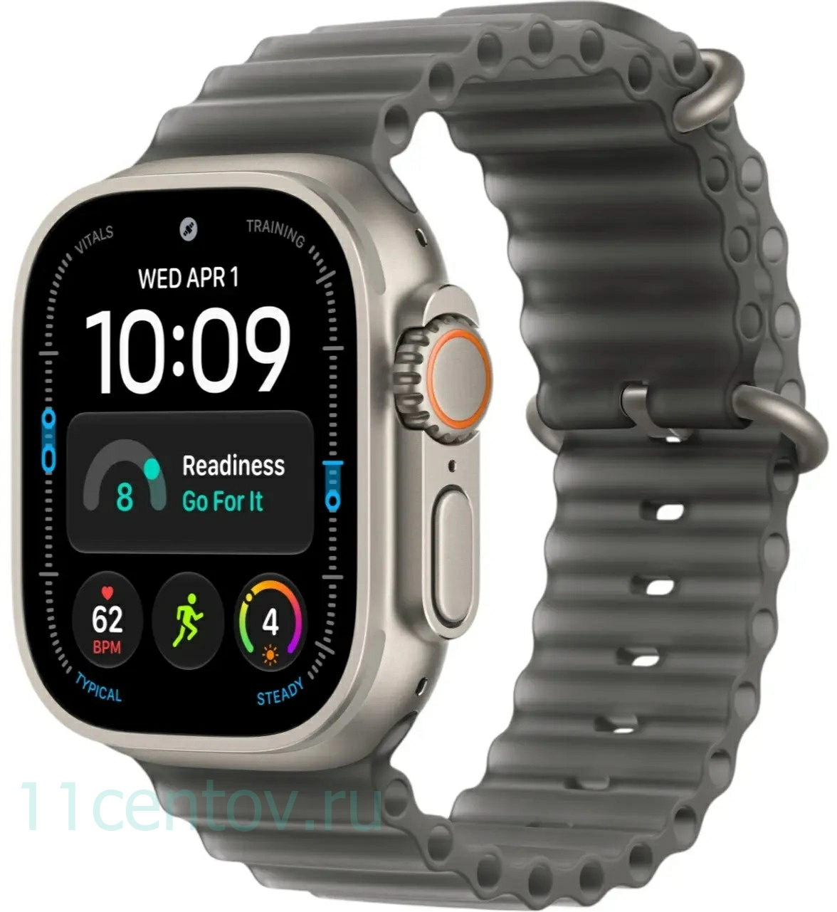 Картинка Apple Watch Ultra 4 Natural Titanium Case with Translucent Black Ocean Band от интернет-магазина электроники «11 Центов»