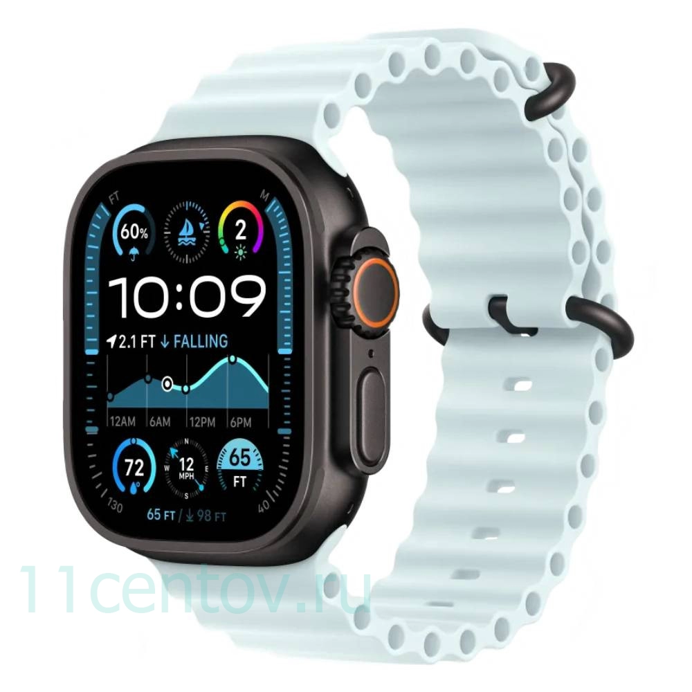 Картинка Apple Watch Ultra 2 Black Titanium with Ocean Band Ice Blue от интернет-магазина электроники «11 Центов»