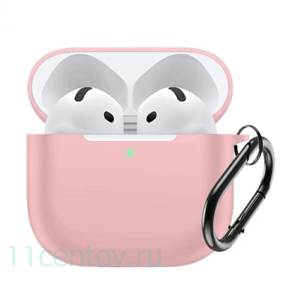 Картинка Силиконовый чехол c карабином для AirPods 4 Розовый от интернет-магазина электроники «11 Центов»