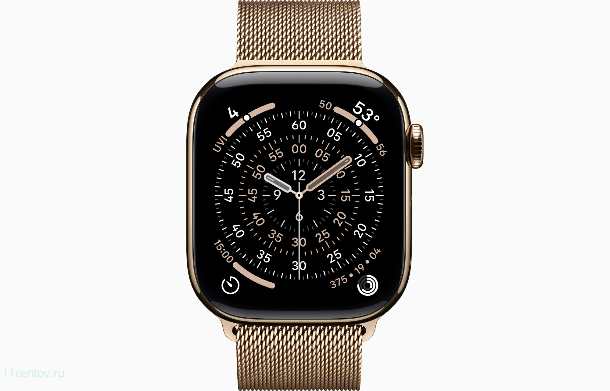 Картинка Apple Watch Series 11 GPS 42mm Gold Titanium Case with Gold Milanese Loop от интернет-магазина электроники «11 Центов»
