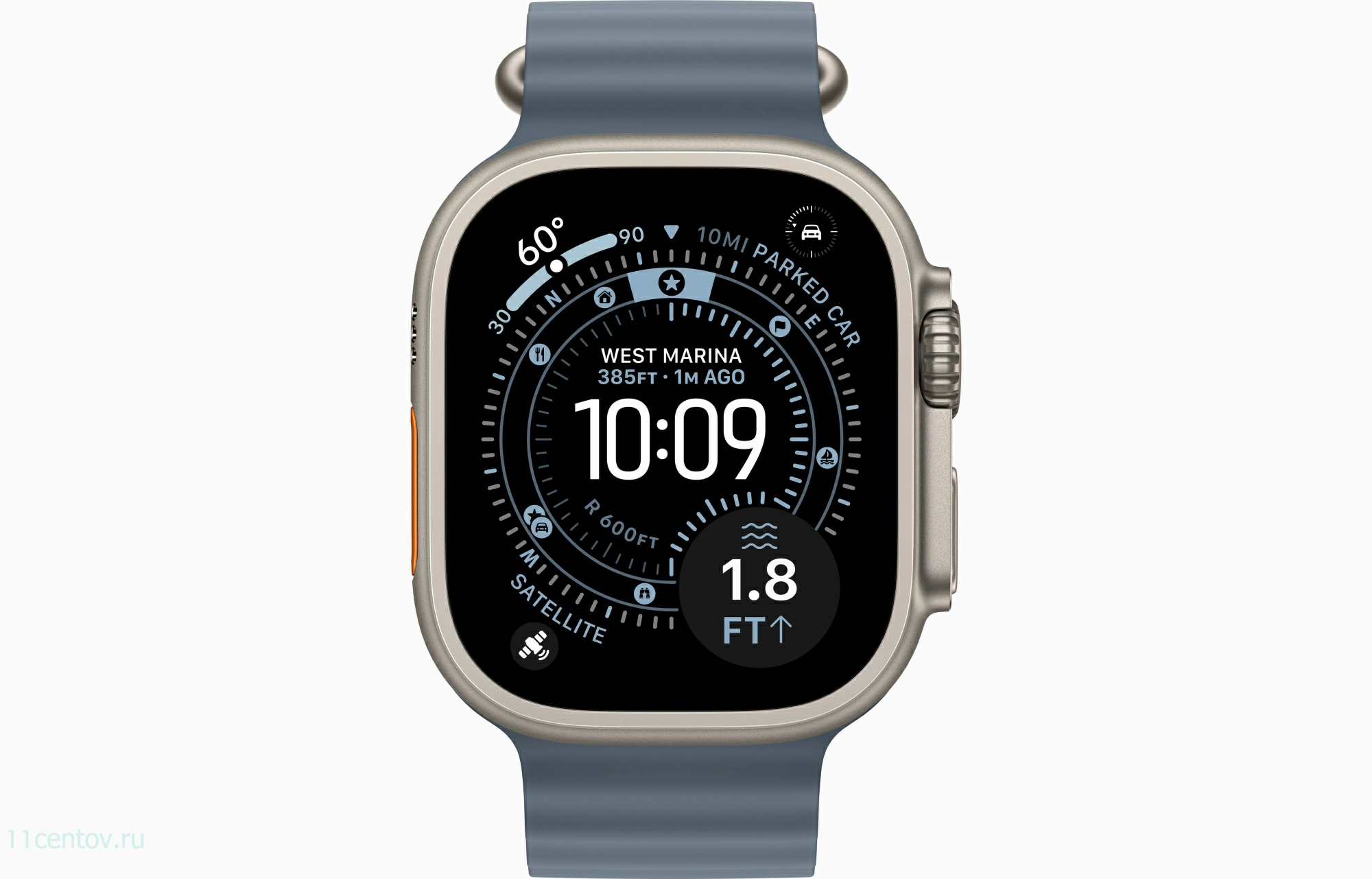 Картинка Apple Watch Ultra 3 Natural Titanium Case with Ocean Band Anchor Blue от интернет-магазина электроники «11 Центов»