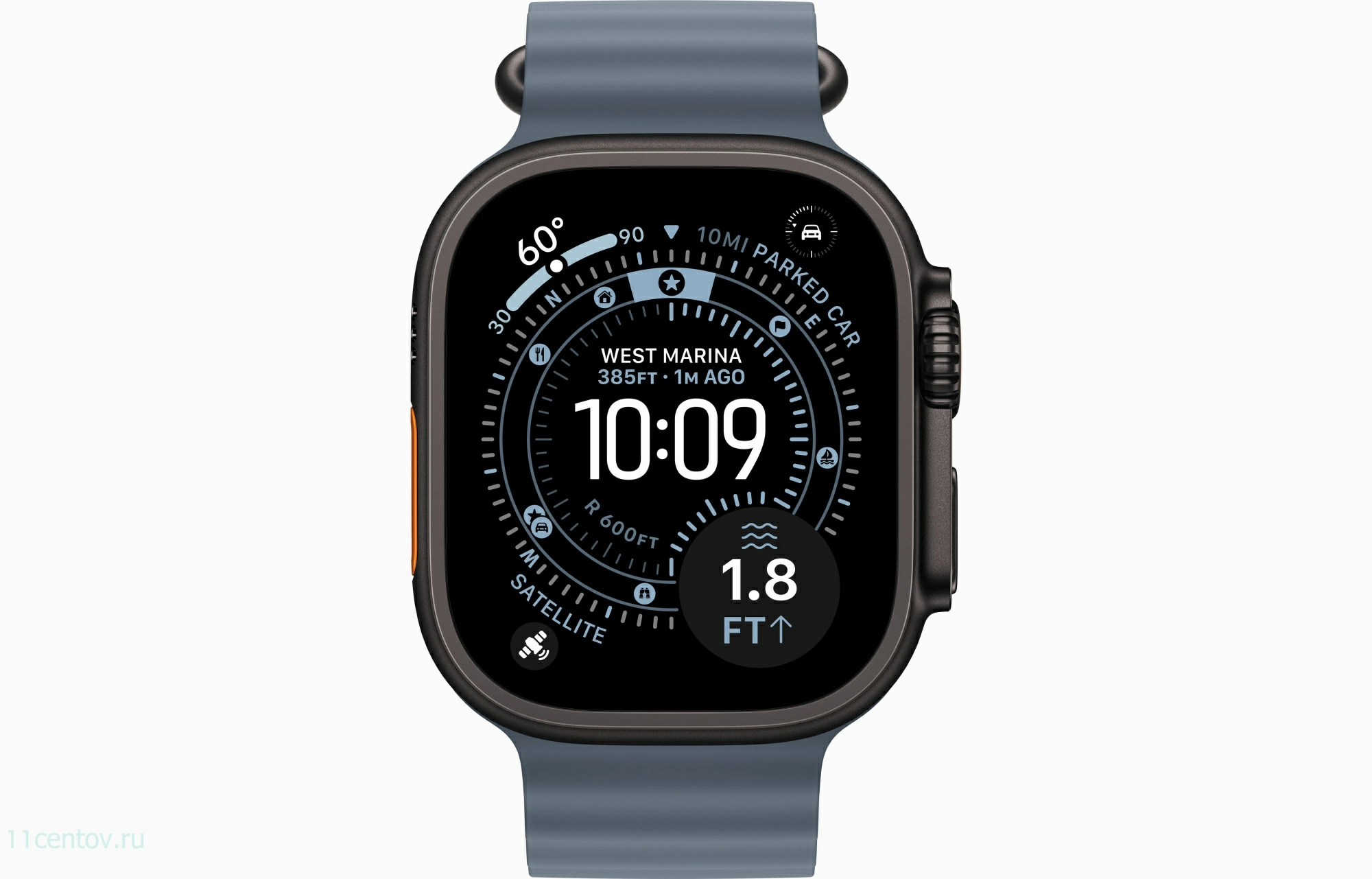 Картинка Apple Watch Ultra 3 Black Titanium Case with Ocean Band Anchor Blue от интернет-магазина электроники «11 Центов»