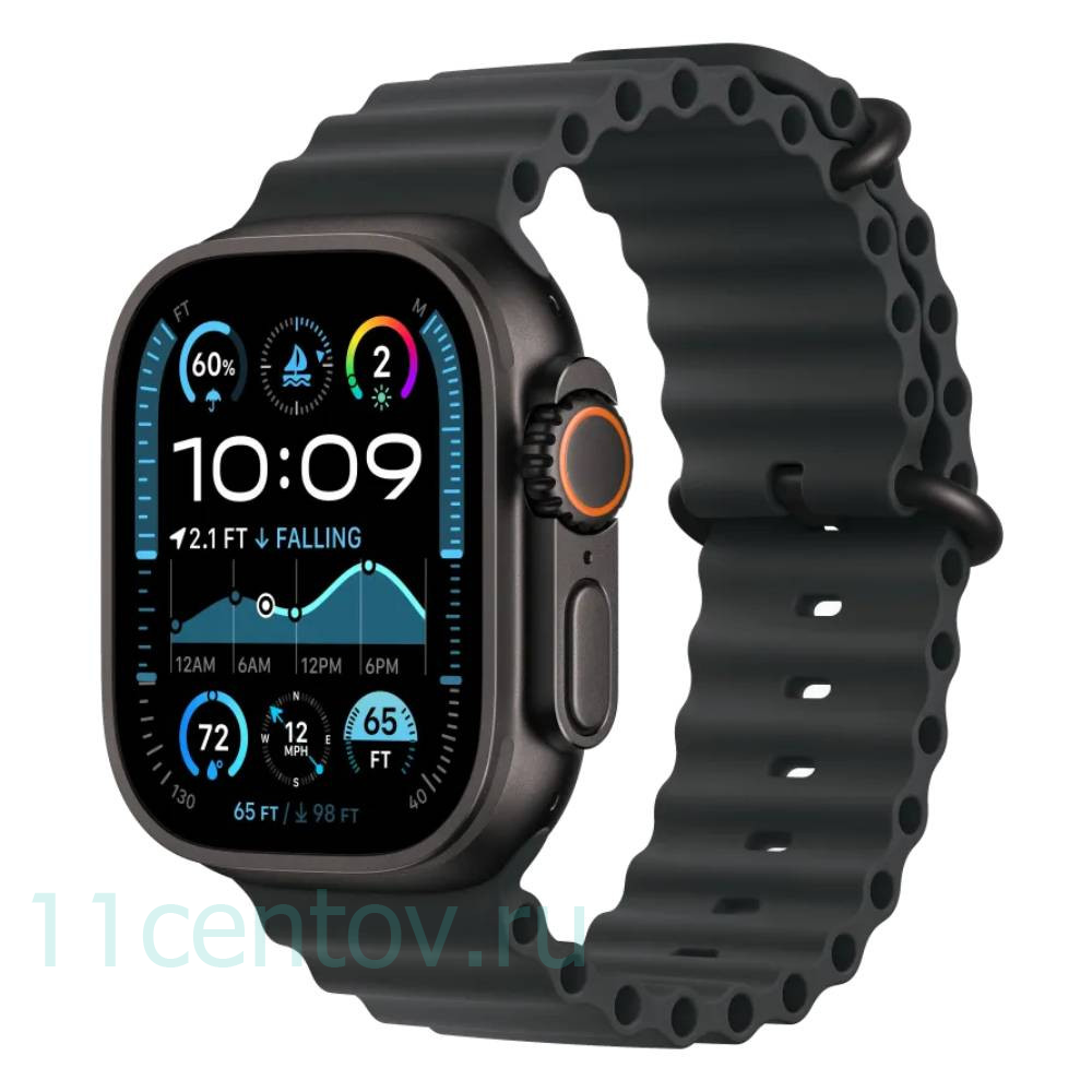Картинка Apple Watch Ultra 2 Black Titanium with Ocean Band Black от интернет-магазина электроники «11 Центов»