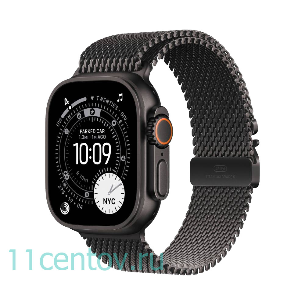 Картинка Apple Watch Ultra 3 Black Titanium Case with Titanium Milanese Loop Black S от интернет-магазина электроники «11 Центов»