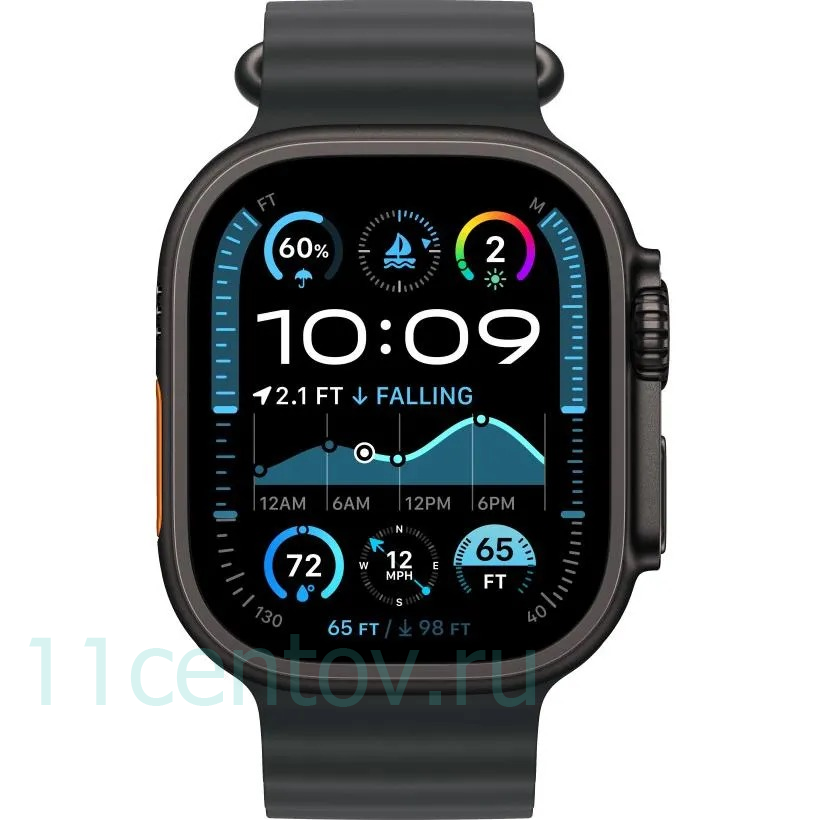 Картинка Apple Watch Ultra 2 Black Titanium with Ocean Band Black от интернет-магазина электроники «11 Центов»