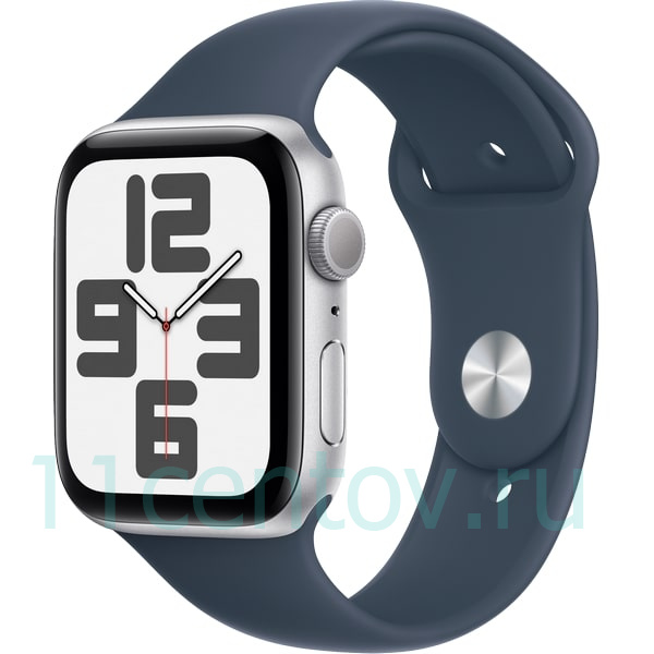 Картинка Apple Watch SE 2023 GPS 44mm S/M/L Silver Aluminium/Blue от интернет-магазина электроники «11 Центов»