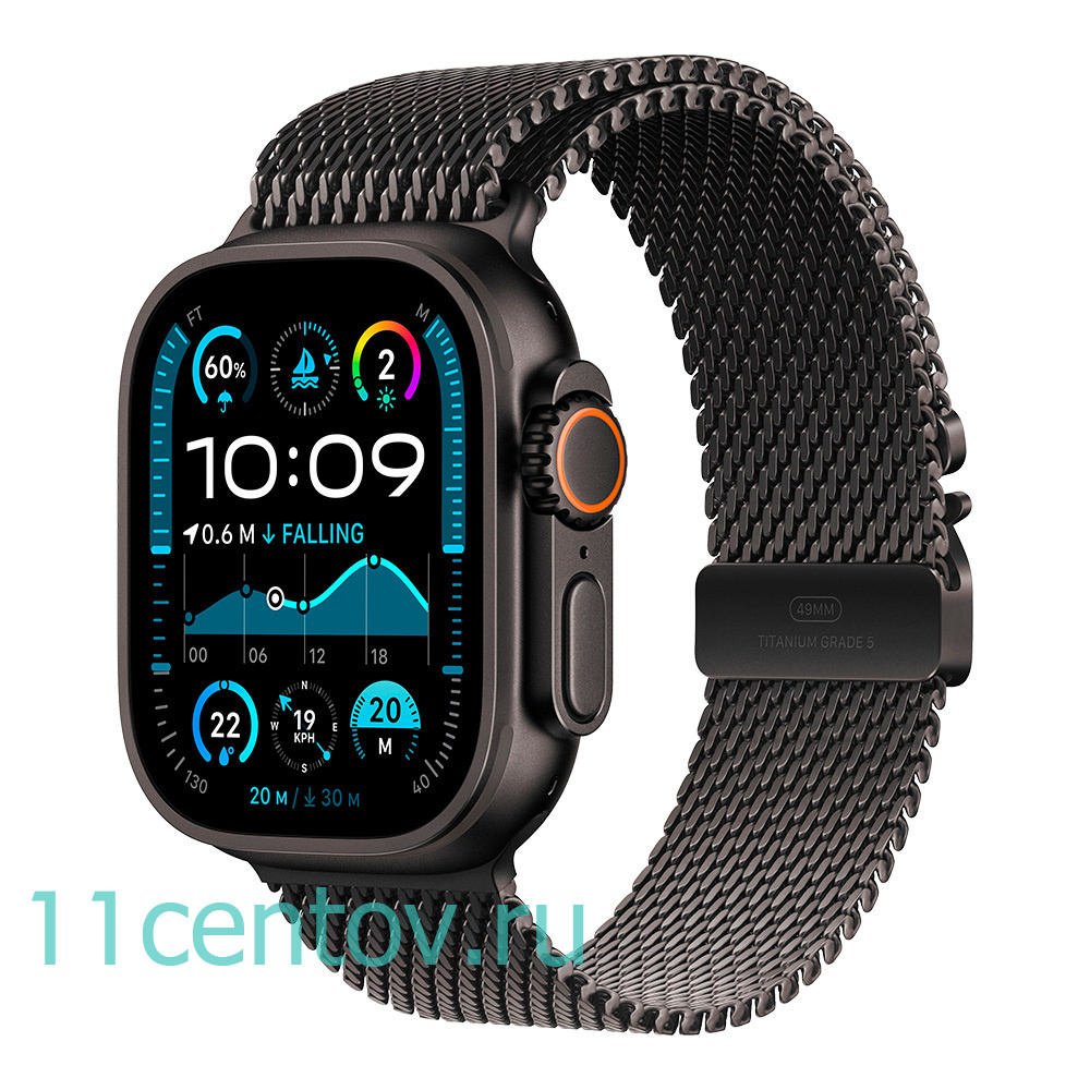 Картинка Apple Watch Ultra 2 with Black Titanium Milanese Loop L от интернет-магазина электроники «11 Центов»