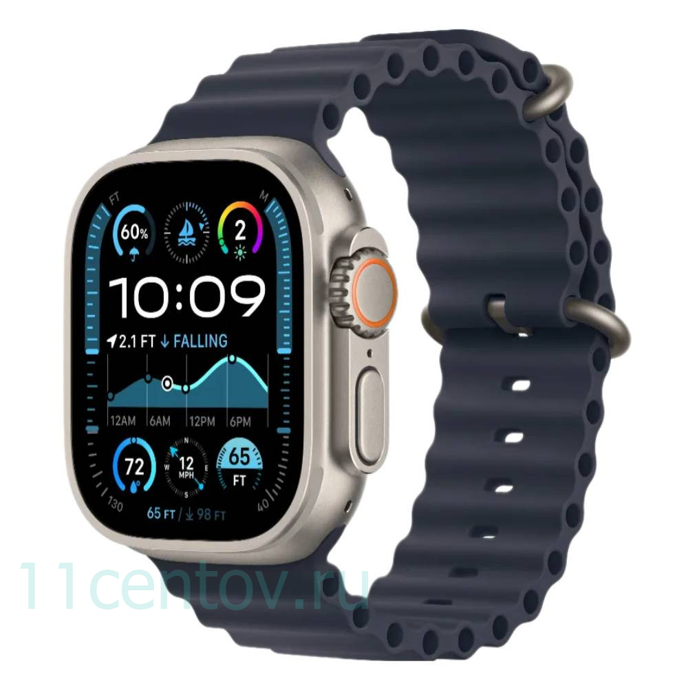 Картинка Apple Watch Ultra 2 Natural Titanium with Ocean Band Navy от интернет-магазина электроники «11 Центов»