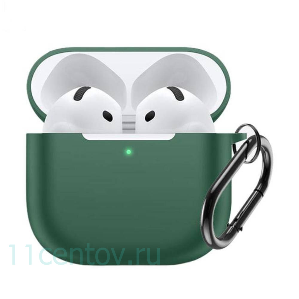 Картинка Силиконовый чехол c карабином для AirPods 4 Зеленый от интернет-магазина электроники «11 Центов»