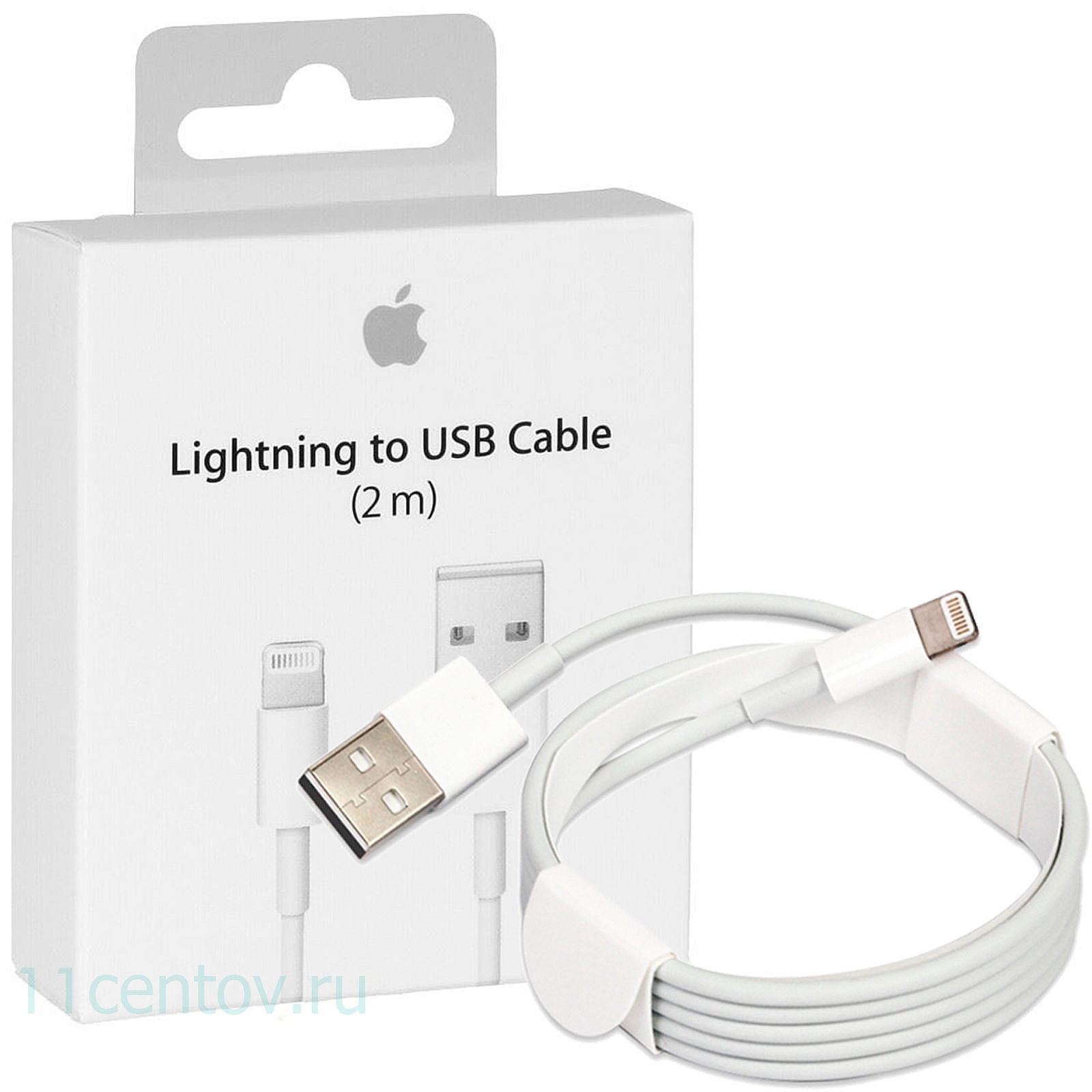 Картинка Кабель Apple Lightning to USB 2 m белого цвета от интернет-магазина электроники «11 Центов»