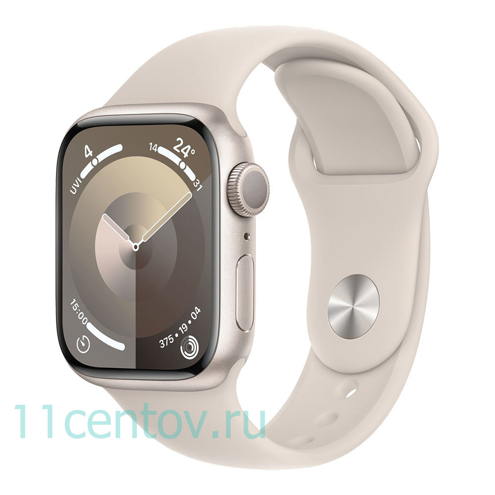 Картинка Apple Watch Series 9 GPS 41mm Starlight Aluminum Case with Starlight Sport Band S/M от интернет-магазина электроники «11 Центов»