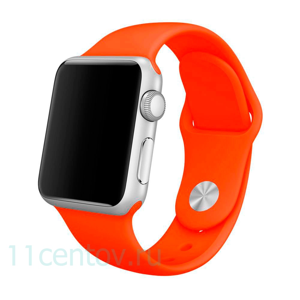 Картинка Силиконовый ремешек для Apple Watch 42 mm, цвет оранжевый от интернет-магазина электроники «11 Центов»