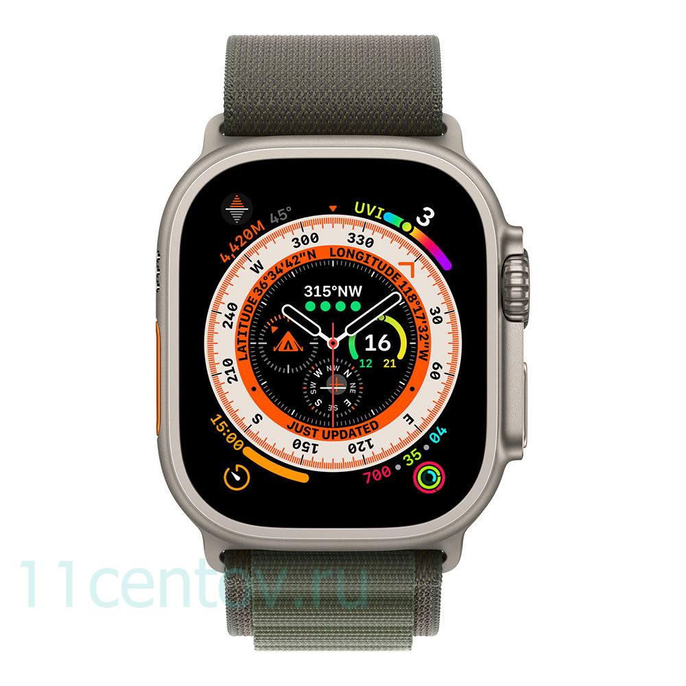 Картинка Apple Watch Ultra with Green Alpine Loop M от интернет-магазина электроники «11 Центов»