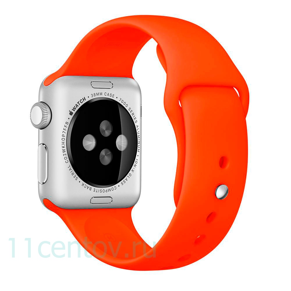 Картинка Силиконовый ремешек для Apple Watch 42 mm, цвет оранжевый от интернет-магазина электроники «11 Центов»