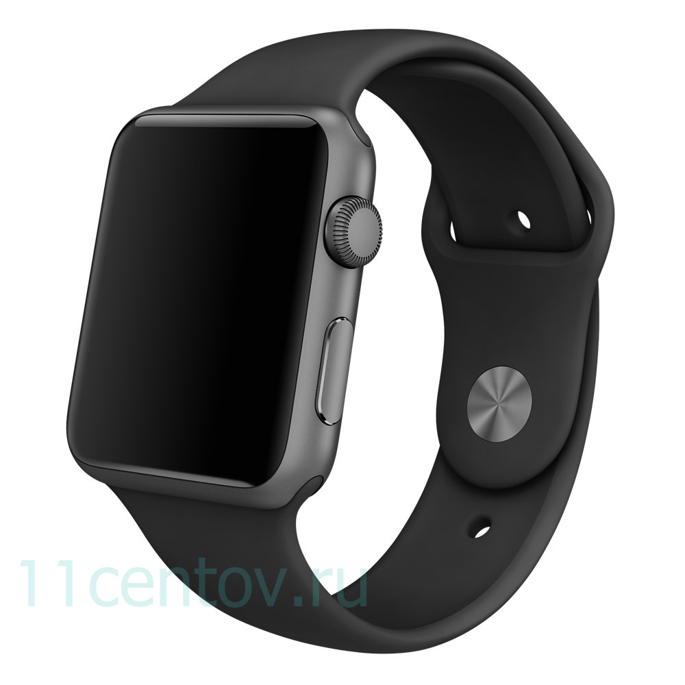 Картинка Силиконовый ремешек для Apple Watch 42 mm, цвет черный от интернет-магазина электроники «11 Центов»