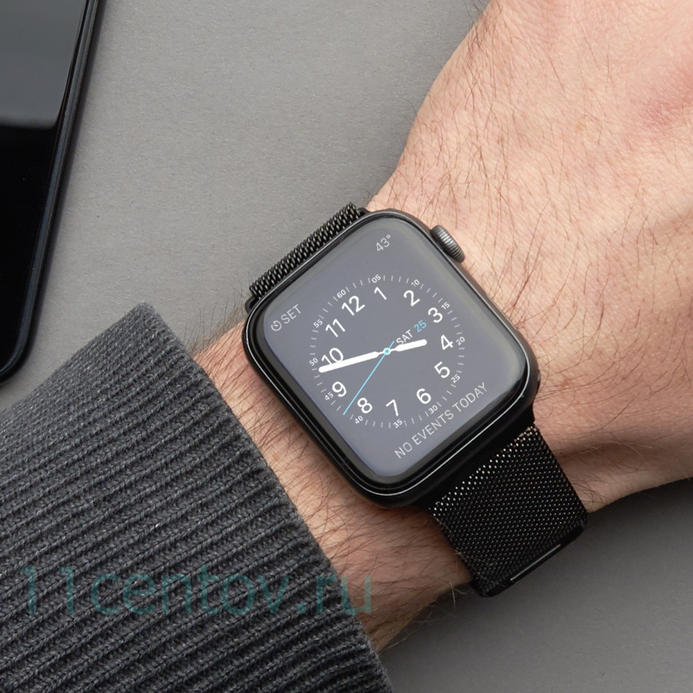 Картинка Ремешок Deppa Band Mesh для Apple Watch 42/44 mm, чёрный от интернет-магазина электроники «11 Центов»