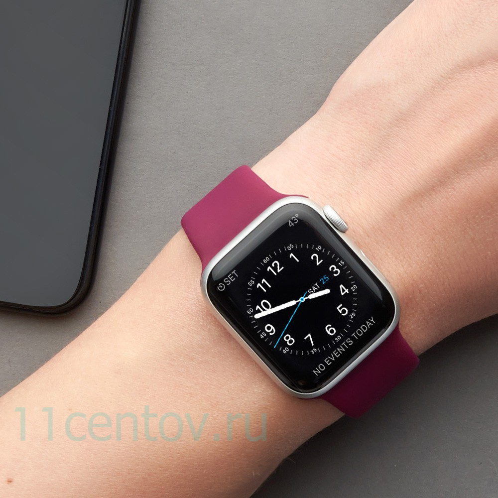 Картинка Ремешок Band Silicone для Apple Watch 42/44mm, силиконовый, (Бургунди) от интернет-магазина электроники «11 Центов»