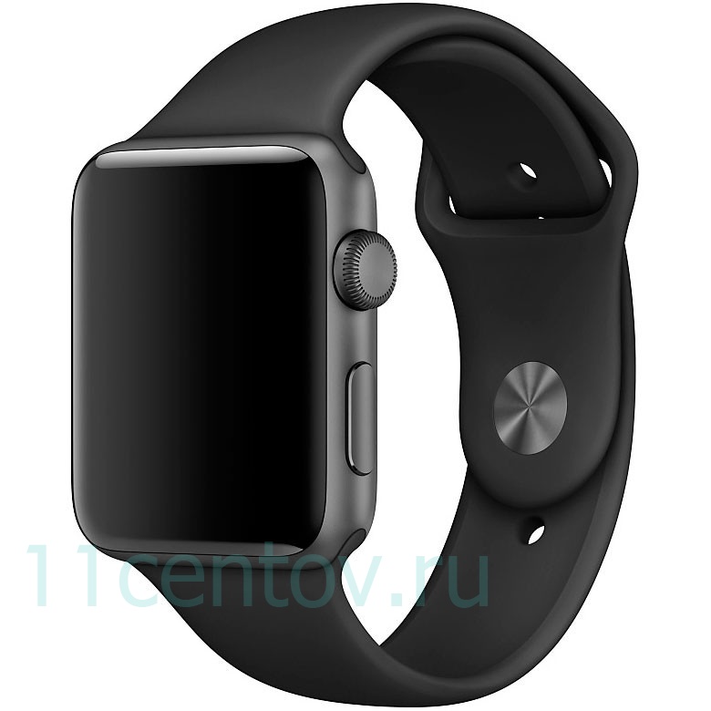 Картинка Силиконовый ремешек для Apple Watch 42 mm, цвет черный от интернет-магазина электроники «11 Центов»