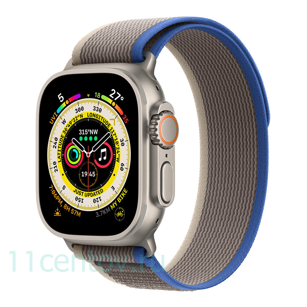 Картинка Apple Watch Ultra with Blue/Gray Trail Loop S/M от интернет-магазина электроники «11 Центов»