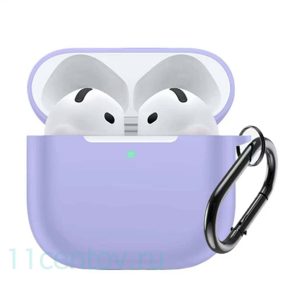 Картинка Силиконовый чехол c карабином для AirPods 4 Лавандовый от интернет-магазина электроники «11 Центов»