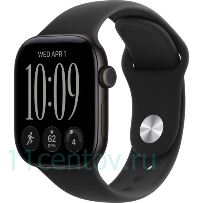 Картинка Apple Watch Series 12 GPS 46mm Black Aluminum Case with Black Sport Band S/M от интернет-магазина электроники «11 Центов»