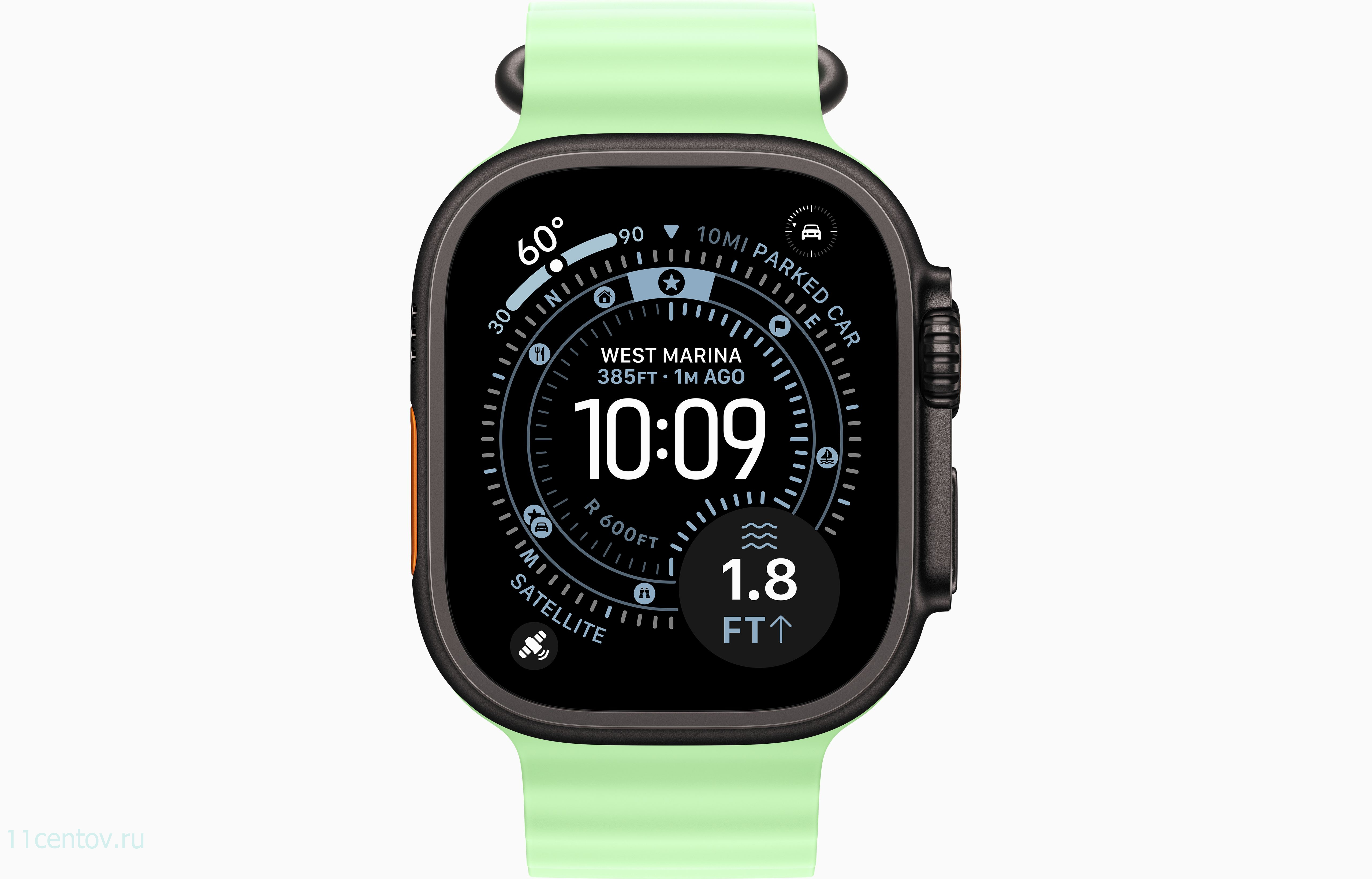 Картинка Apple Watch Ultra 3 Black Titanium Case with Ocean Band Neon Green от интернет-магазина электроники «11 Центов»