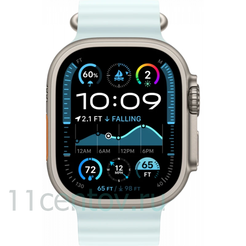 Картинка Apple Watch Ultra 2 Natural Titanium with Ocean Band Ice Blue от интернет-магазина электроники «11 Центов»