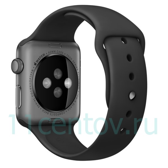 Картинка Силиконовый ремешек для Apple Watch 42 mm, цвет черный от интернет-магазина электроники «11 Центов»