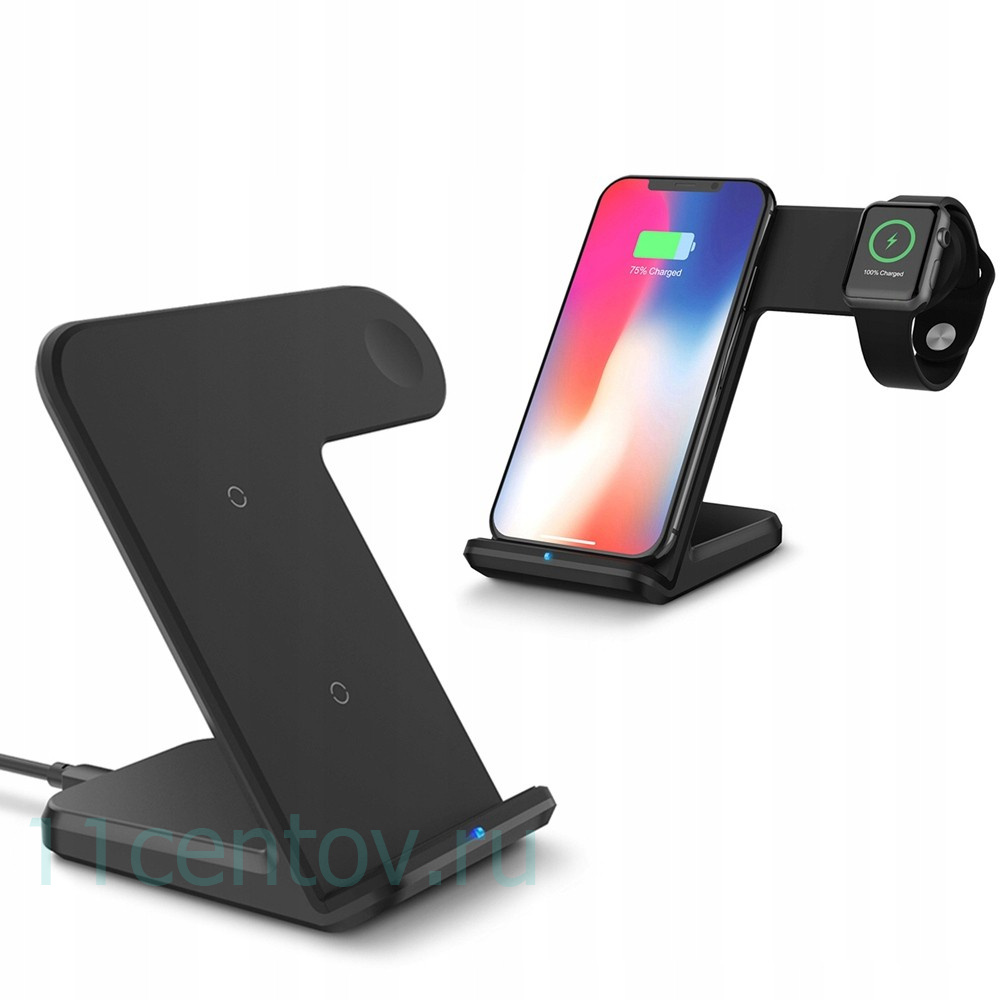 Картинка Док-станция COTEetCI Dock 3in1 для Apple Watch & iPhone & AirPods CS5169-BK (Чёрный) от интернет-магазина электроники «11 Центов»