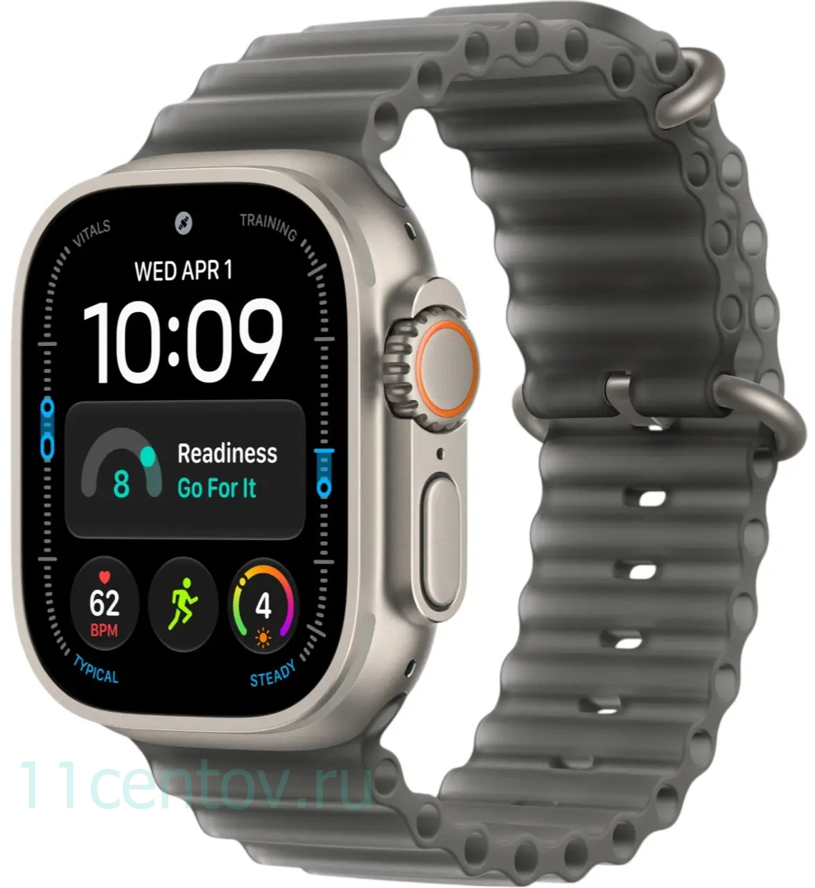 Картинка Apple Watch Ultra 4 Natural Titanium Case with Translucent Black Ocean Band от интернет-магазина электроники «11 Центов»