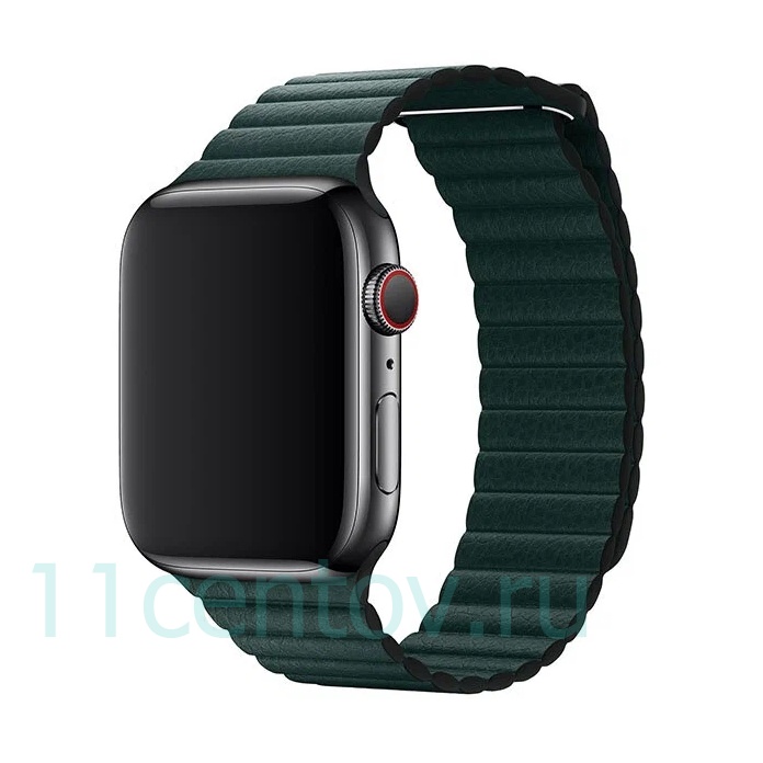 Картинка Ремешок Leather Link для Apple Watch 42/44/45 mm Sequoia Green от интернет-магазина электроники «11 Центов»