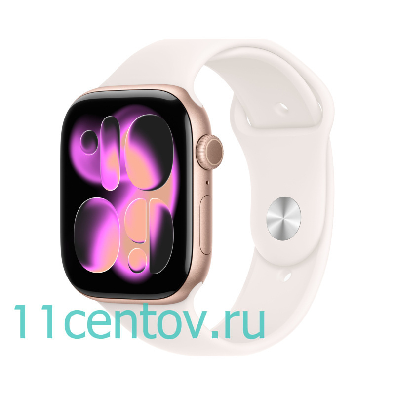 Картинка Apple Watch Series 11 GPS 46mm Rose Gold Aluminum Case with Light Blush Sport Band M/L от интернет-магазина электроники «11 Центов»