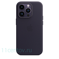 Кожаный чехол для iPhone 14 Pro Max Фиолетовый